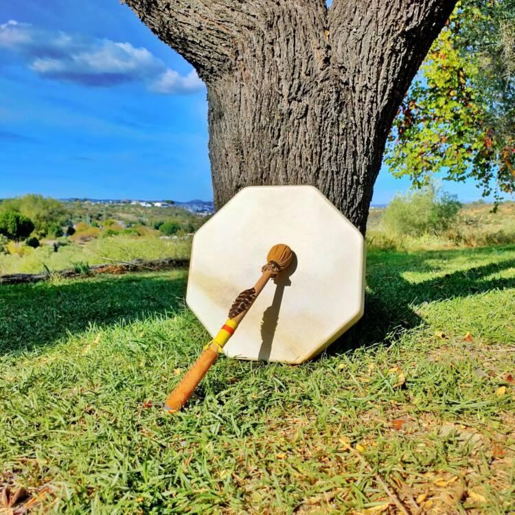 Octagonal Drum, Male Goatskin Yellow